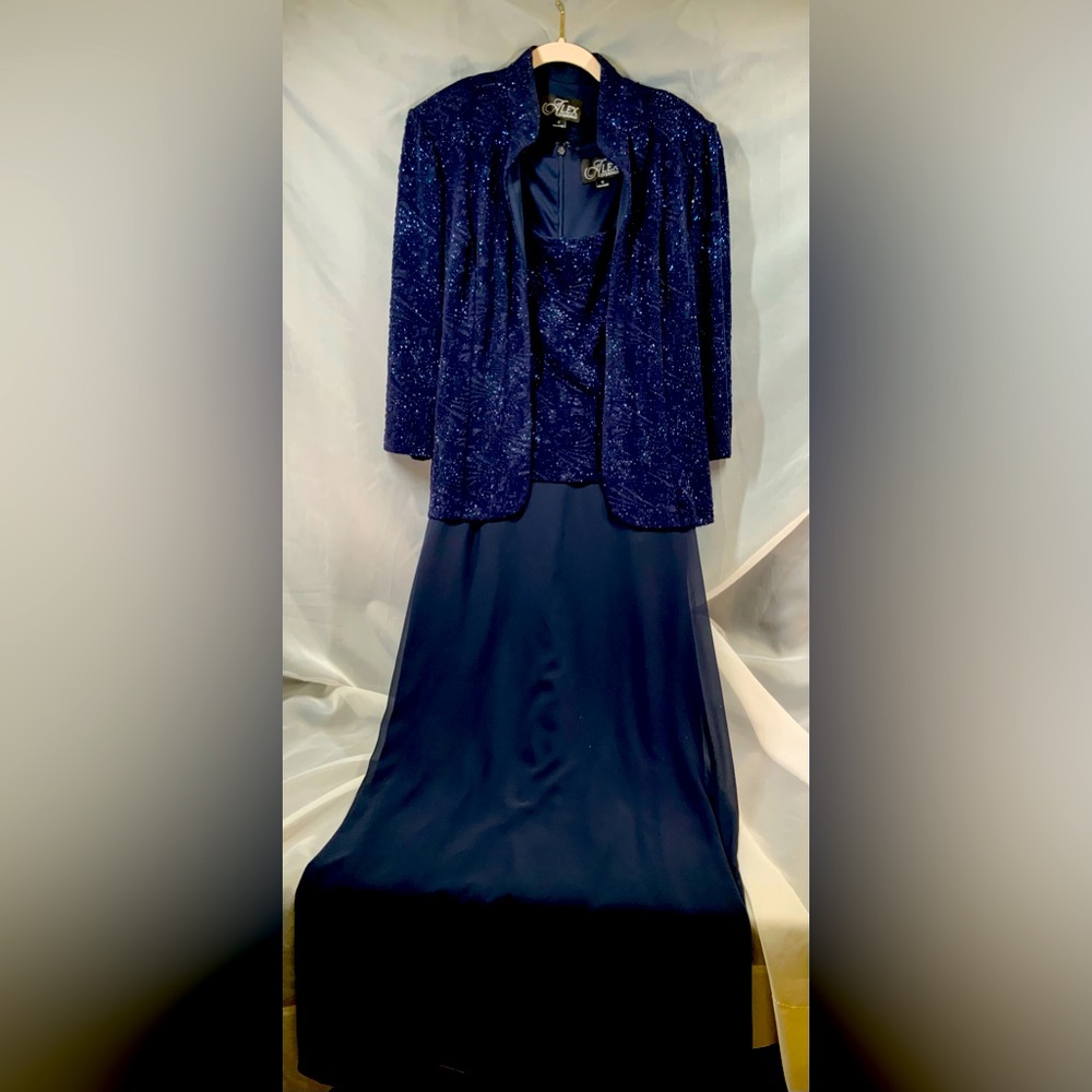 2 Piece Navy Chiffon Formal